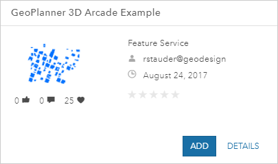 GeoPlanner 3D Arcade Example Item Card 